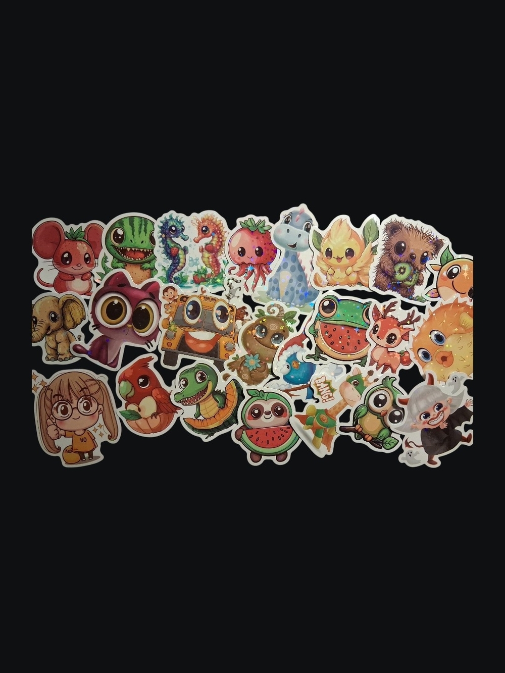 Cute Assorted Cartoon Creature Sticker Pack - Colorful Mix